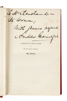 Andrew Carnegie Signed Copy of 1888 Book with Personalized Inscription (Inscribed to The First Lady!)